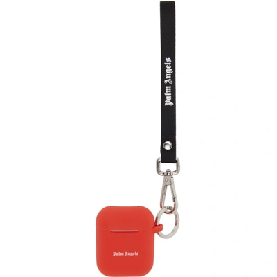 Palm Angels Logo-print Airpods Case In Red