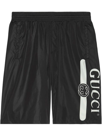Gucci Logo-print Swim Shorts In Black