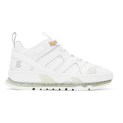 Burberry Nylon And Leather Union Sneakers In White