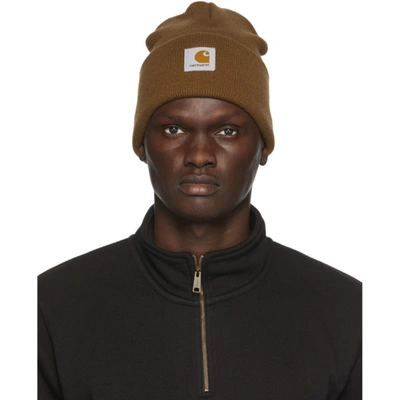 Carhartt Logo-patch Beanie In Brown