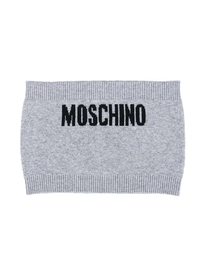 Moschino Kids' Contrast Logo Scarf In Grey