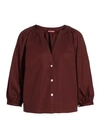 Staud Dill Poplin Top In Tawny Port