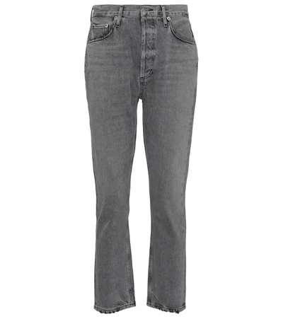 Agolde Riley High-rise Straight Cropped Jeans In Grey