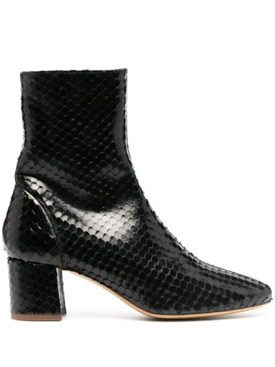 Roseanna Puppy Snakeskin-effect Ankle Boots In Black