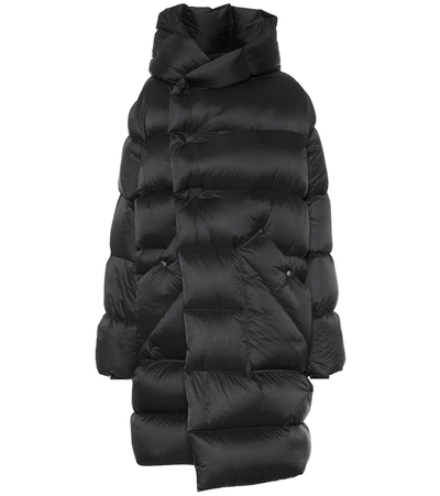 Rick Owens Hooded Quilted Shell Down Coat In Black