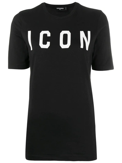 Dsquared2 Icon T-shirt With Crystals In Black