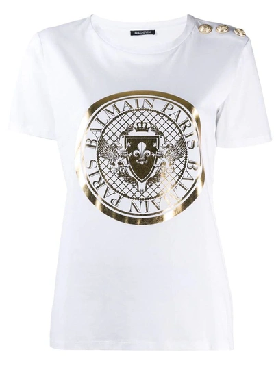 Balmain Women's White Cotton T-shirt