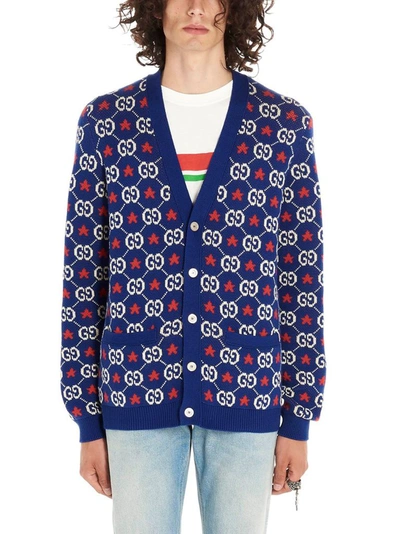 Gucci Gg Stars Cardigan In Blue