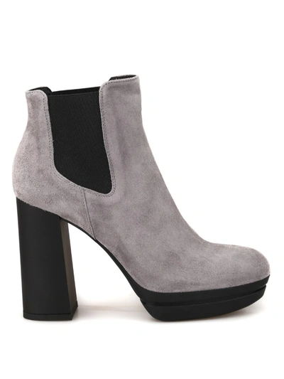 Hogan Woman H391 Grey Ankle Boots In Taupe