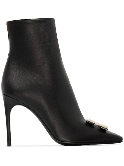 Off-white Women's Black Leather Ankle Boots