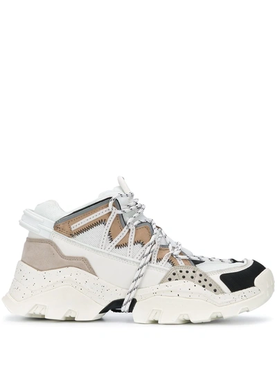 Kenzo Inka Low Top Sneakers In White,beige,black