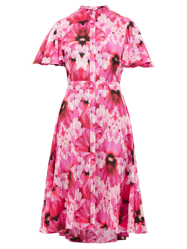 Alexander Mcqueen Endangered Floral-print Silk-crepe Dress In Pink ...
