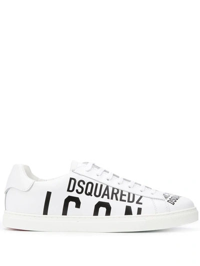 Dsquared2 Teen Icon Print Lace-up Sneakers In White