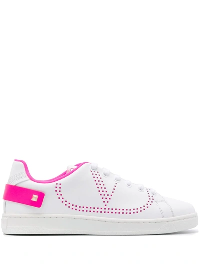 Valentino Garavani White & Pink Vlogo Backnet Sneakers