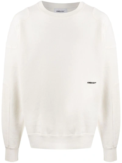 Ambush Logo Embroidered Cotton Sweatshirt In White