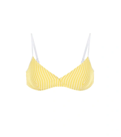 Solid & Striped The Brigette Striped Bikini Top In Yellow