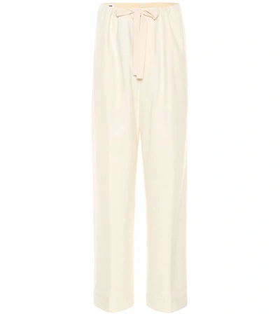 Jil Sander Twill Wool-blend Wide-leg Pants In White