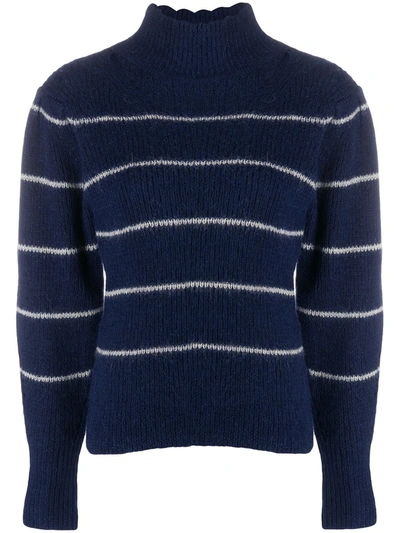 Isabel Marant Étoile Georgia Roll-neck Striped Alpaca-blend Jumper In Blue