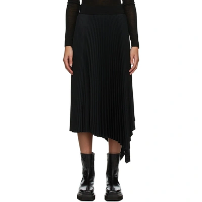 Joseph Swinton Asymmetric Pleated Crepe Midi Skirt In Black