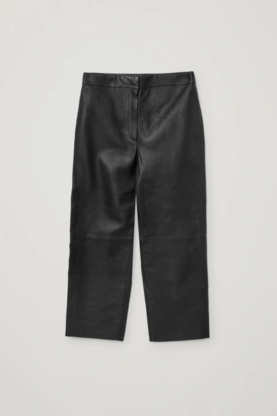 Cos Straight Leather Trousers In Black | ModeSens