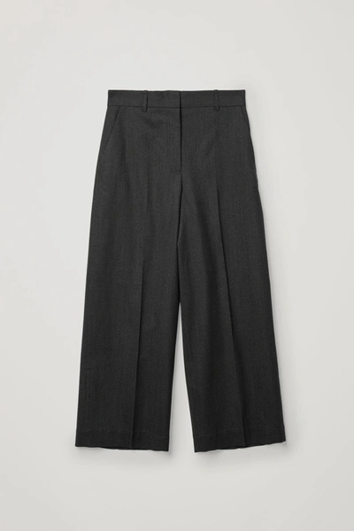 Cos Wide-leg Wool-mix Pants In Grey