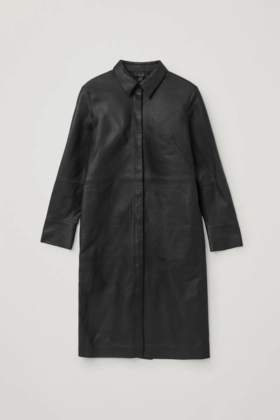 Cos Nappa Leather Shirt Dress In Black