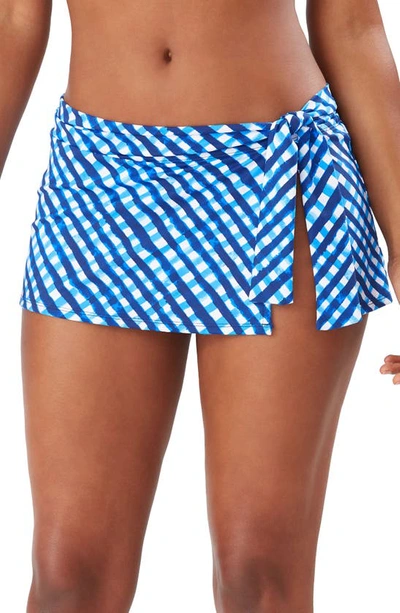Tommy Bahama Harbour Island Skirted Hipster Bikini Bottoms In Azure Blue