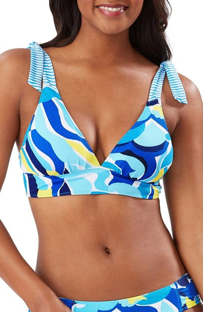 Tommy Bahama Swirl Tide Reversible Bikini Top In Azure Blue