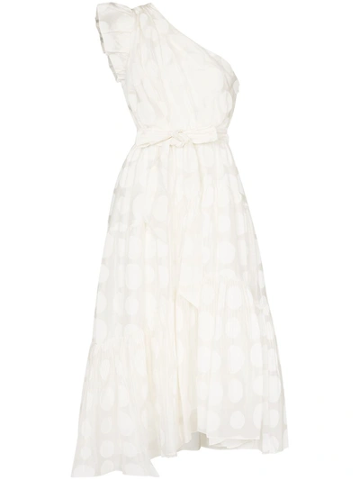Ulla Johnson Ariane Dot One-shoulder Cotton & Silk Dress In Blanc