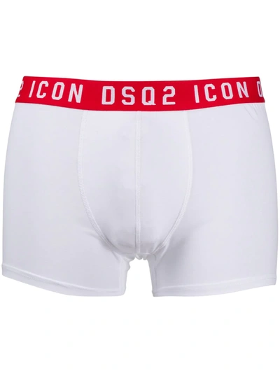 Dsquared2 Icon White Stretch-cotton Boxer Briefs