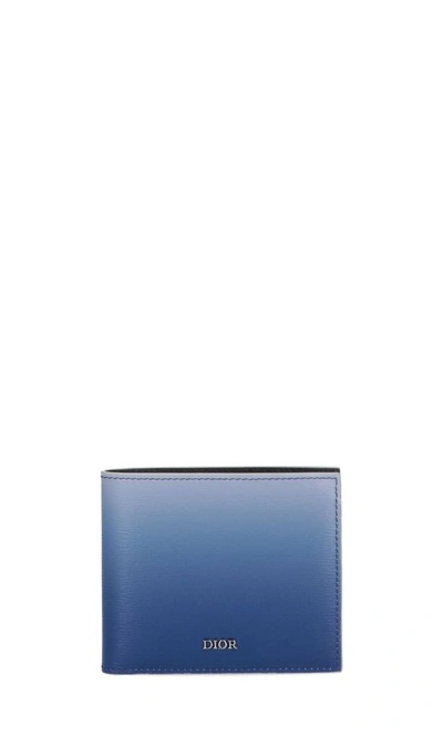 Dior Homme Gradient Bifold Wallet In Blue