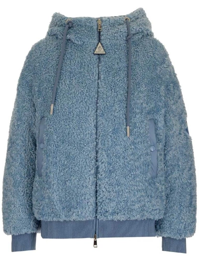 Moncler Teddy Hooded Jacket In Blue