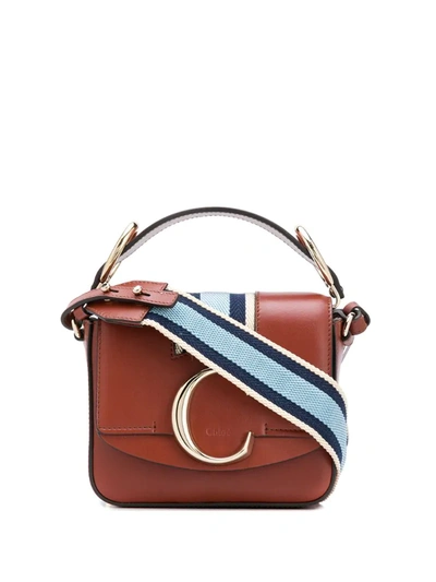 Chloé C Leather Crossbody Bag In Sepia Brown