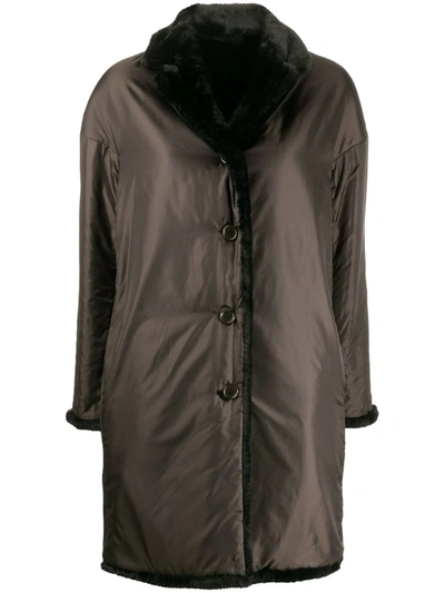 Aspesi Panna Reversible Coat In Black In Brown