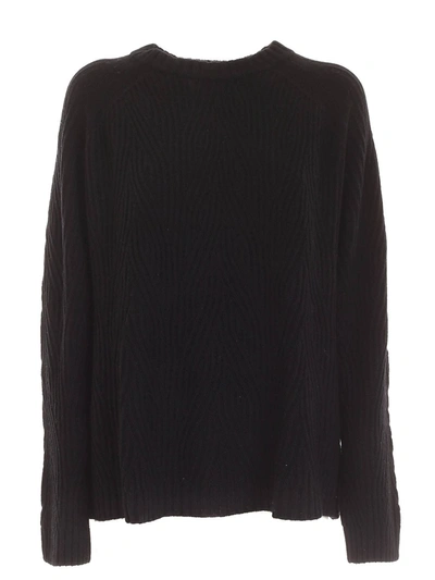 Aspesi Crewneck Woven Yarn Pullover In Black