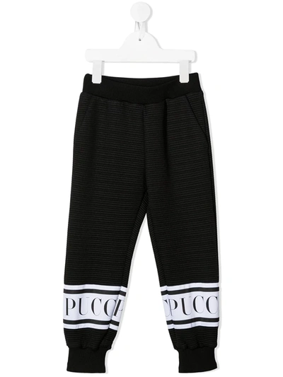 Emilio Pucci Junior Kids' Logo-print Track Pants In Black