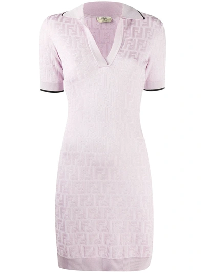 Fendi X Joshua Vides Ff-motif Knitted Dress In Purple