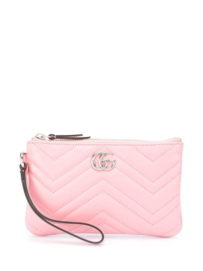 Gucci Gg Marmont Quilted Leather Clutch In Pink
