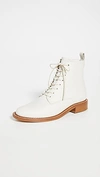 Vince Cabria Leather Combat Lace-up Booties In Off White Leather