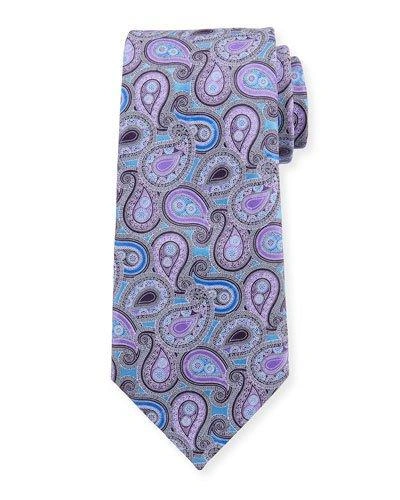 Ermenegildo Zegna Layered Paisley Silk Tie, Purple