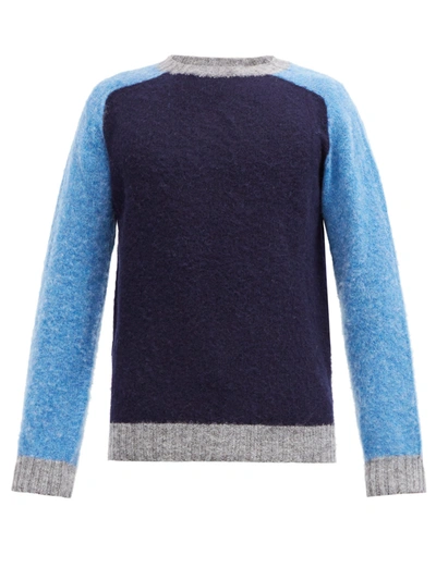 Howlin' Colour-block Wool Sweater In Blue