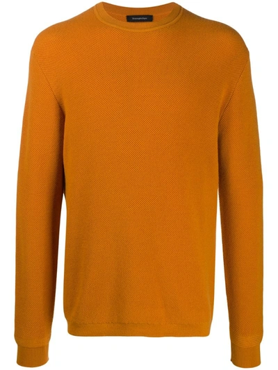 Ermenegildo Zegna Cashmere-wool Mix Knit Sweatshirt In Yellow