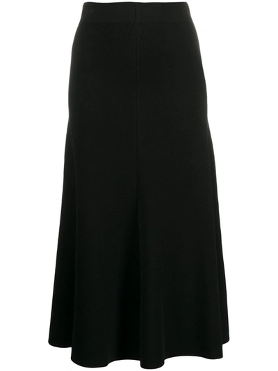 Joseph Knitted Flared Midi Skirt In Black