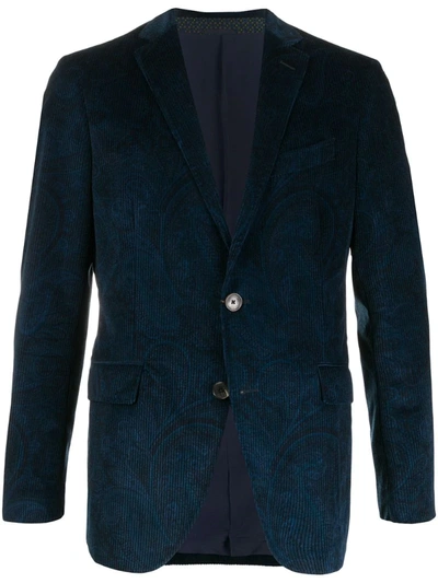 Etro Paisley-print Single Breasted Blazer In Blue