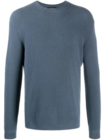 Ermenegildo Zegna Cashmere-wool Mix Knit Sweatshirt In Blue