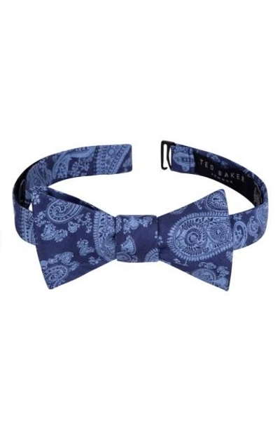 Ted Baker Preakness Paisley Silk Bow Tie In Navy