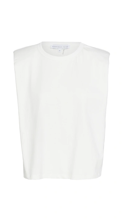 Endless Rose Padded Shoulder Muscle Tee In White