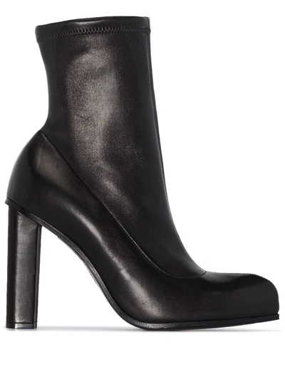 Alexander Mcqueen 105mm Peak Leather Ankle Boots In Black