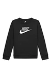 Nike Kids' Sportswear Logo Graphic Fleece Sweatshirt In Black,white