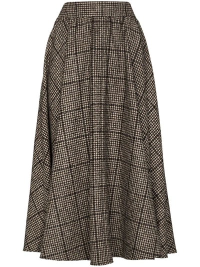 Dolce & Gabbana Longuette Wrap Skirt In Checked Tartan In Brown